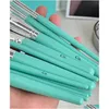 Autres articles de beauté Health Designer Blue Makeup Brush Letter Logo Tool 12 PCS avec sac de rangement boîte cadeau fille fille Valentin Day Birthday Dr Dhzrn