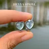 Orecchini a cerchio Heyya Stone Natural Heart Aquamarine Cordierite Simple Classic Round Circle Gemstone Gioielli