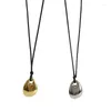 Pendant Necklaces Stylish Black PU Leather Cord Necklace Bean Clavicle Chain Adjustable Geometric Charm Neckchain Accessory N2UE