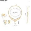 Halsbandörhängen Set Gold Romantic Color Design African Wedding Jewelry