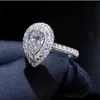 Anelli di nozze caduta d'acqua Diamond Ring Diamond Cz 925 Sterling Silver Bijou Encage Anelli da sposa per le donne Bijey per le donne gioielli per donne 240419