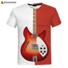 Erkekler Tişörtleri 2024 Müzik Gitar 3D Tshirt Yaz Erkekler/Kadın Gömlek Tişört Sıradan Tişört/Sokak Giyim Erkek Kıyafet