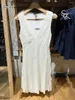 Платья для вечеринок 2024 Летнее кружевное талия сплошные простые белые сладкие миди-платья Женщины Сексуальные V Шея хлопчатобу