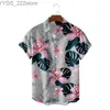 Erkek Gömlekler Tropikal Çiçek Sosyal Retro Plus Boyut Erkek T-Shirt 3D Haian Kısa Kollu Gömlek Yaz Top Camisas YQ240422
