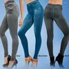 Women's Leggings Women Fashion Faux Denim Jeans Sexy Long Pocket Leggins Summer Casual Pencil Pant