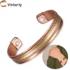 Brins bracelets magnétiques en cuivre pur torsadément torsadés avantages pour la manchette ouverte réglable pour femmes hommes de 12 mm aimant haut residable