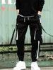 Men's Pants Functional fashion brand overalls mens personality ribbon tie-in Korean version of the trend of Loose Strt hip-hop pants Y240422