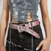 Ceintures de chaîne de taille nouvelle ceinture diamant ceinture femme Instagram Style large courroie aiguille bouton décoratif jean ceinture