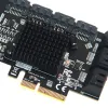 カード10ポートPCIE SATAカードサーバーPCI Express6GBPSアダプターHDD SSD拡張カード用のヒートシンク付きアダプター追加