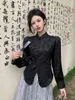 Etnische kleding 2024 retro trend Chinees stijl shirt elegant feest dame blouse jacquard diagonale voorste spits stand kraag cheongsam top