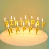 Cake Gold / Sier Happy Golden Birthday Letters Candle Gilded Letter Candles Party Decoration avec PVC Box S