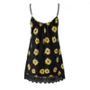 Casual Dresses Women's Lace Patchwork Summer Sleeveless Sunflower Halter Mini Dress Cute Semi Formal For Women