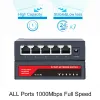 Switches Kuwfi 5 porta 10/10/1000Mbps Rede de gigabit Adaptador Ethernet Switch Fast RJ45 Ethernet Switcher LAN Switching Hub