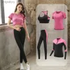 Traccettaci da donna Essiccante Quick Womens Yoga Set fitness Suit palestra set di t-shirt leggings Funge Funzionamento 2019 YQ240422