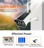 Lens 4G LTE Sim Card 1080P IP Camera Solar Powered Clear Night Vision Solar Panel Rechargeable Battery IP Camera Waterproof PIR Alarm