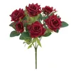 Dekoratif Çiçekler Bakımsız Yapay Gerçekçi Rose Buket 7 Kılıç Sadakat Yok