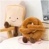 Stuffed Plush Animals P Cute Pretzel Crossant Toast Bread Food Toy Cartoon Boba Tea Baguette Poach Egg Decor Doll For Girl Kids Birthd Dhtw6