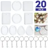 Ceramics 20Pcs/Set DIY Keychain Pendant Casting Silicone Mould Kit with Keyrings Art Crafts Making Tools Crystal Epoxy Resin Mold