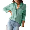 Dames blouses shirts shirt ontwerper cottona button-up gestreepte klassieke klassiek met lange mouwen kraag op kantoor werk met pocket los casual lange ot7wx
