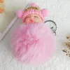 Keychains Pink Sweet Sleeping Baby Car Key Ring pour les femmes filles Furry peluche charmante poupée amour mignon Accessoires de sacs de porte