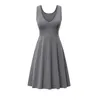 Casual Dresses Sleeveless Women Sundress Sexy Elagnce Eveing Party Cocktail Dress Retro Solid Color V Neck Pleated Ruffle A-Line Swing