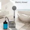 Портативный душ на открытом воздухе для кемпинга ручной работы с электрическим аккумулятором аккумуляторной аккумуляторной перезаряжаемой душевой головы 240412