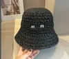 Luxury Crochet Bucket Hat Women Designer Summer Beach MM Embroidery Straw Sun Hat Fashion Sunshade Caps Skull cap Ladies Breathable Knitted Hats Fisherman Hat