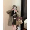 Women's Suits Spring/Summer Plus Size Retro Casual Short Blazer Coat Commuter Solid Color Loose Single Breasted Pocket Suit Jackets