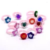 Cluster Rings 20pcs Kids Imitation Crystal Shiny Heart Flower Butterfly Shape Fashion Jewelry Accessories Girl Child Finger Gift