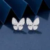 Boucles d'oreilles de papillon Van Gold Van Gold Plein de diamant Fritillaria Shell Super immortel Luxury Avancé et Simple