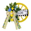 Dekorativa blommor H55A Konstgjord fjäderkrans med Bowknot ytterdörrblomma Välkommen hjul för trädgård bröllopsdekorationer