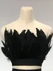 Tank da donna Sexy Black Strapping senza spalline senza maniche Bandage Feathers Feathers Design Design Crop Birthday Club Outfit