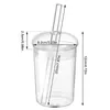 500 ml drinkglas beker met deksel en stro high borosilicaat glazen tumbler cup fles herbruikbaar lekken voor ijsthee van ijs 240416