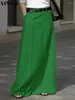Spódnice 2024 Vonda elegancka wysoka talia Kobiety moda Solid Kolor Maxi spódnica plisowana swobodna luźne kieszenie na 11 dno