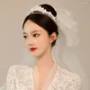 Headpieces Luxury Bridal Pearls Crystal Headband Wedding Flower Design Handmade Hair Accessories