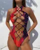 Swimwwear Women Hollow Out Femmes 2024 Couper haut de cou Solid noir coupé sans dossier monokini bandage de bandage Holiday