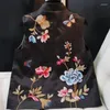 Etniska kläder 2024 Orientalisk stil Vest Top Black Chinese Brodered for Women Spring Autumn Retro Short Casual Tang Suit