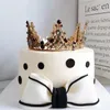 Party Supplies Metal Crown Cake Topper Princess Artificial Pearls Headboard Wedding Dessert Decor Flags Baby Shower Birthday Toppers