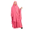 Ethnische Kleidung Ramadan Eid Overhead Hijab 2 Stück Set Khimar Muslimische Frauen Abaya Maxi Kleidergebets Kleidungsstück Islamische Burka Niqab Bescheidener Arabisch