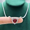 Colliers Oevas 100% 925 STERLING Silver 8 * 8 mm coeur Ruby High Carbone Diamond Pendant Collier For Women Sparkling Party Fine Jewelry Gift