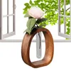 Vases Test Tube Vase Decorative Glass Propagation Plant Holder Wood Frame Transparent For Home Aquatic Bonsai Flower