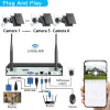 Cameras 8MP WiFi Dual Panels Solar Camera System Two Way Audio Dual Lens Outdoor Wireless Camera 10CH NVR Kit Video Surveillance System