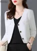 Moda Blazer Crop Blazer Zanzea Meninas de escritório Spring Spring Slave Jackets Outwear Buttons casuais camisa elegante Blush Jackets 240407