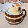 Taza de Capybara de dibujos animados con tapa de la tapa de la taza de cerámica de cerámica Tazas de café Regalo de cumpleaños para mujeres 667a 240418