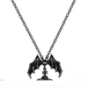 Queen Mother Demon Evil Titanium Black Wings Diamond Saturn Necklace Super Cool Punk Bat2501