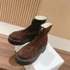 The Row Leather Platform Zipper Martin Ankle Boots Fashion Knight Combat Boots Luxury Designer Boots for Women Gril Blanc Brown Brown