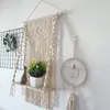 Nórdicos Macrame pendurado na parede Macrame pendurado prateleira de corda rack de planta interna stand bohemian macrama tapeçaria decoração de casa ornamento 240409