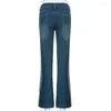 Women's Jeans Vintage Old-fashioned Stripes Contrasting Color Micro-flare Slimming Low-waisted Hong Kong Style All-match Long Tr