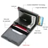 Innehavare RFID Carbon Fiber Credit Card Holder Small Smart Wallet Credit Cards For Man Metal Cardholder Case Women Minimalist Wallet Walets