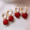 Boucles d'oreilles goujon Hangzhi Red Square Heart charme Couet pour femmes Punk en acier inoxydable petit rond Hoops Fashion Bijoux Gift